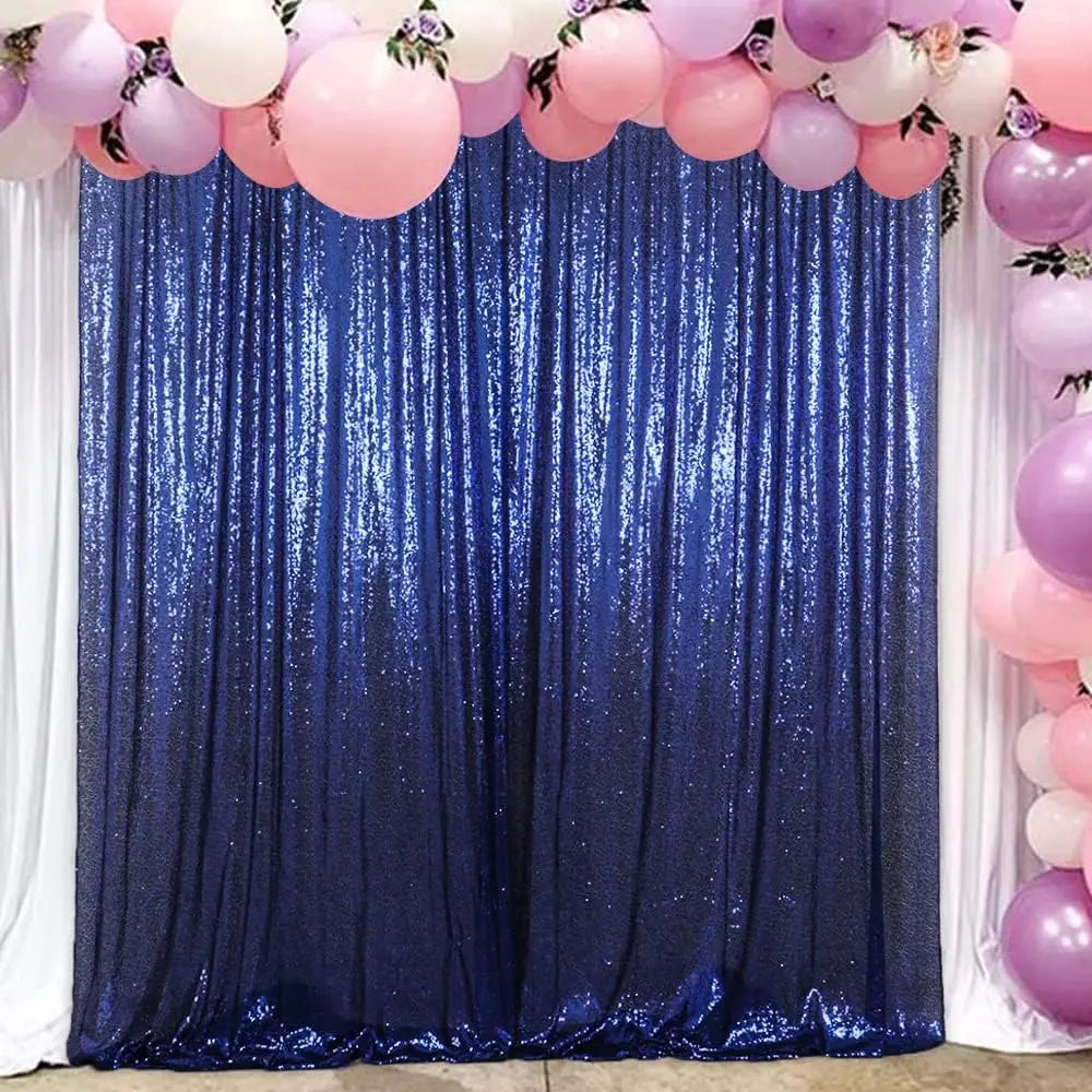 Navy Blue Sequin Backdrop, 1 Panels-4ft x 8ft, Plastic, Photography Background