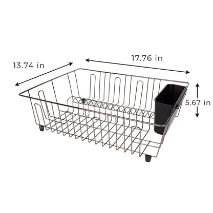 Large Wire Dish Drying Rack with Cutlery Cup