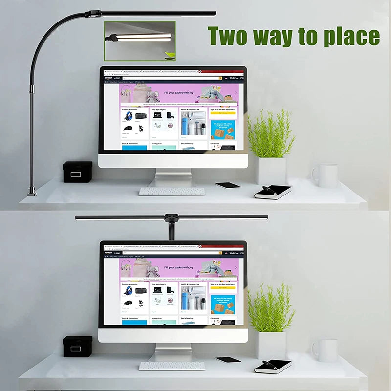 Double Head LED Desk Lamp, 5Color Modes and 5 Dimmable Eye Protection lamp