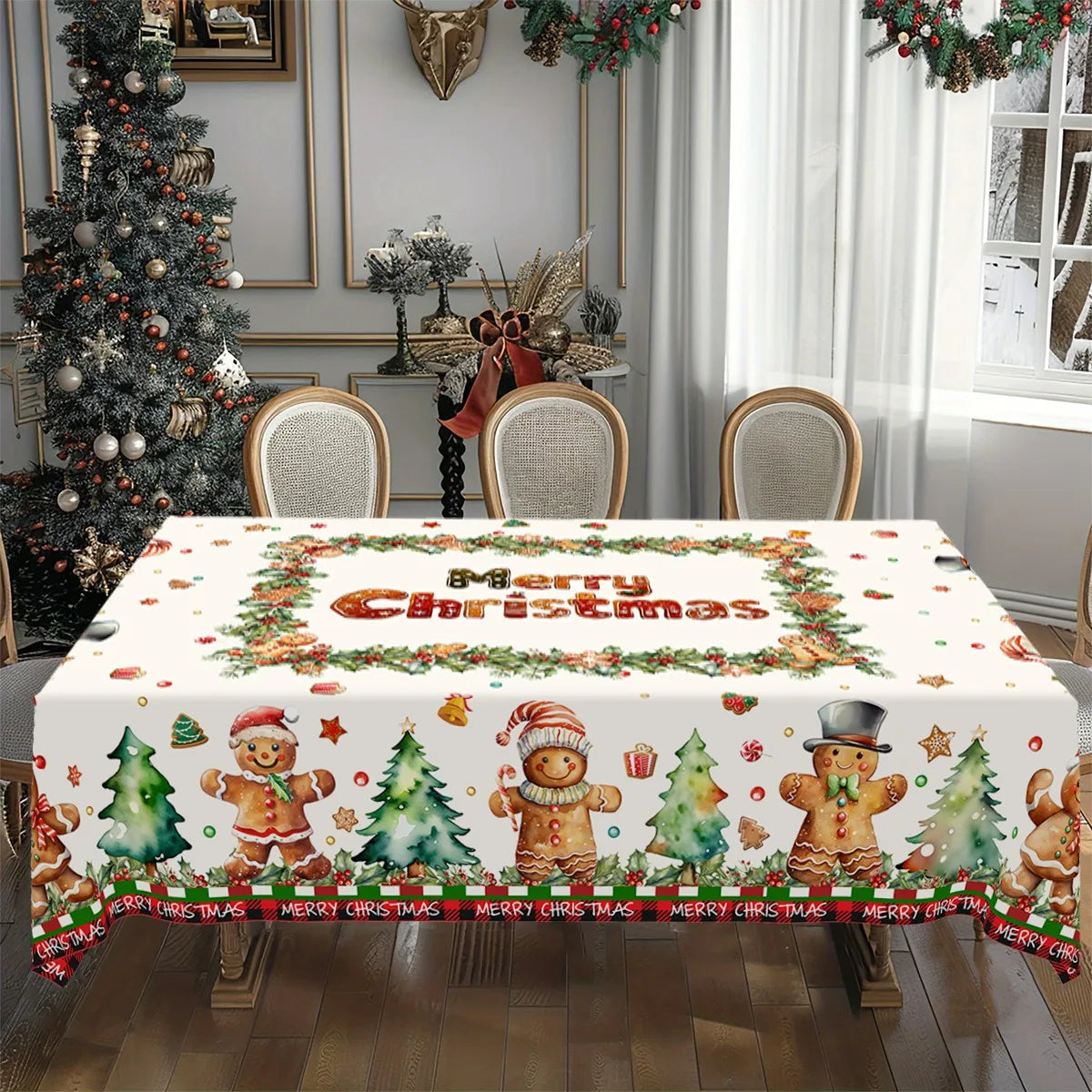 Christmas Gingerbread Tablecloth Polyester