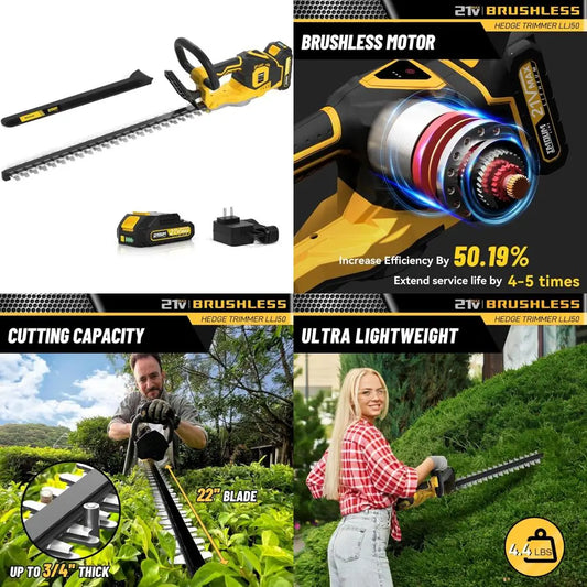 Cordless Hedge Trimmer with Battery and Charger, 22-Inch