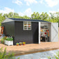 10x12 FT Outdoor Metal Storage Shed with Windows
