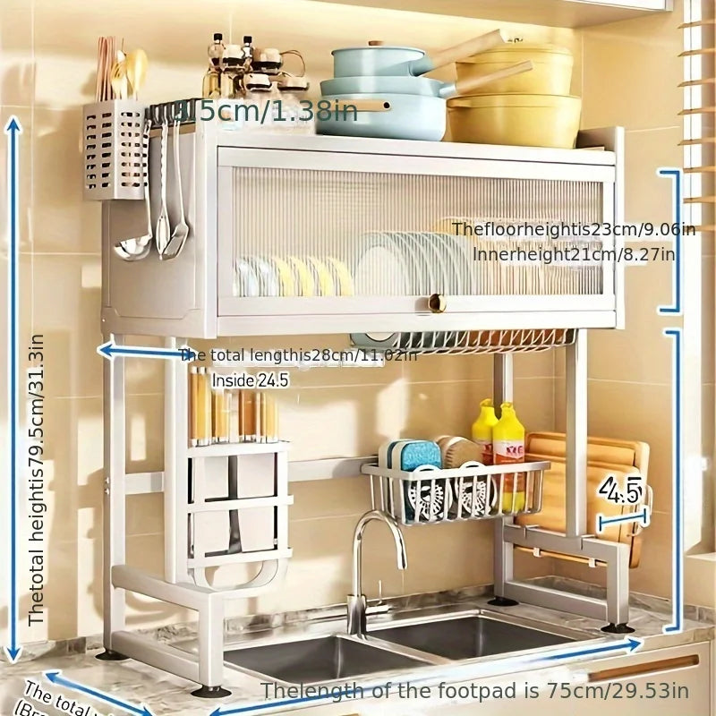 Multifunctional kitchen storage rack with cabinet door passage