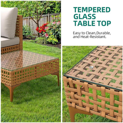 7-Piece Patio Furniture Set, All-Weather PE Wicker Patio Conversation Set