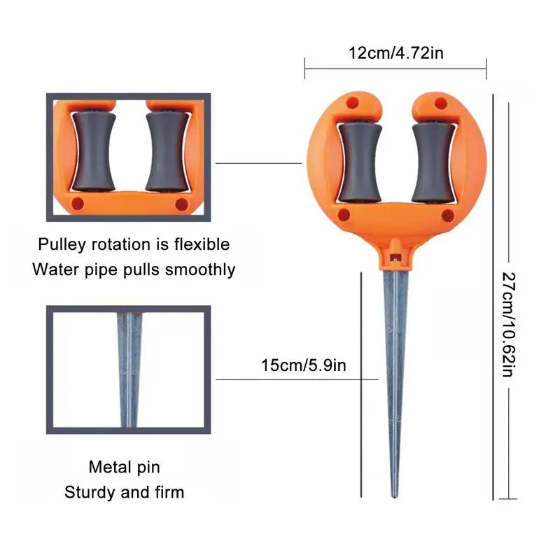 Garden Hose Guide Metal Stake And Roller System