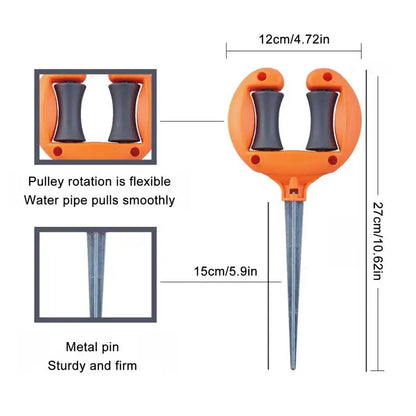 Garden Hose Guide Metal Stake And Roller System