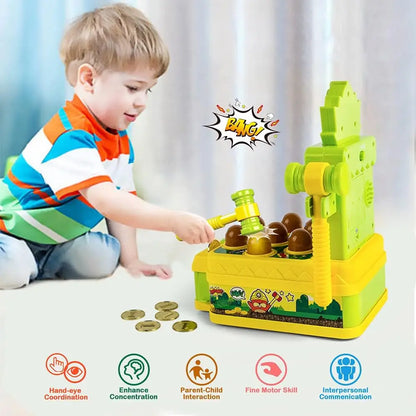 Mini Coin Operated Arcade Game Bank with 2 Hammers