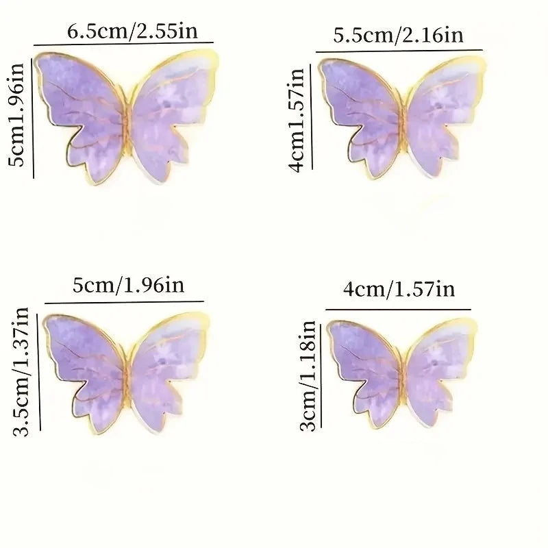 10/50pcs Butterfly Cake Toppers, Elegant Purple & Pink Paper Decorations