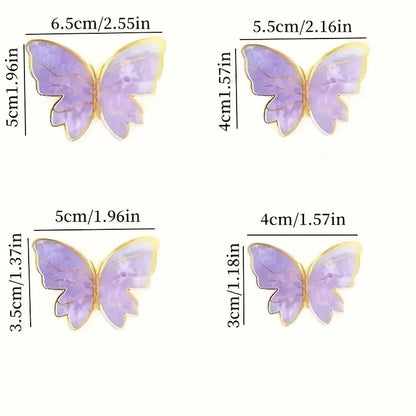 10/50pcs Butterfly Cake Toppers, Elegant Purple & Pink Paper Decorations