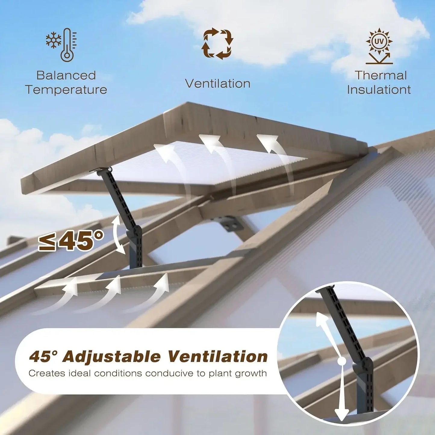 6x10 FT Green House for Outdoor, 6MM Thick Polycarbonate