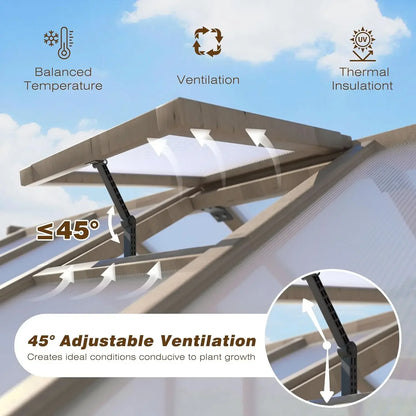 6x10 FT Green House for Outdoor, 6MM Thick Polycarbonate