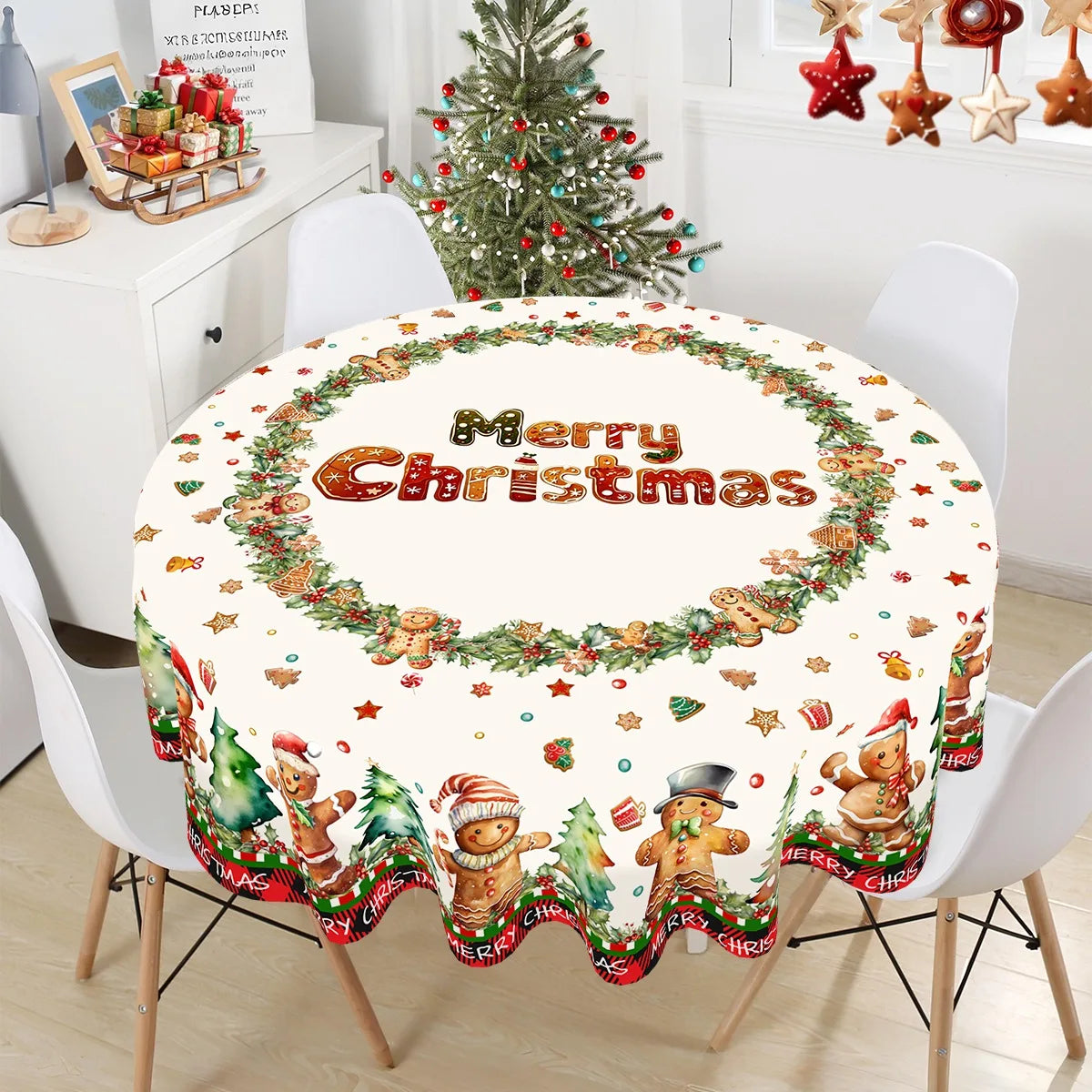 Christmas Gingerbread Tablecloth Polyester