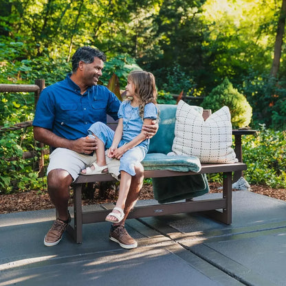Outdoor Convertible Bench, 55 Inch, Mocha Brown Patio Seating Benches