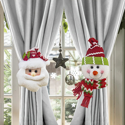 Christmas Curtain Clips Santa Snowman