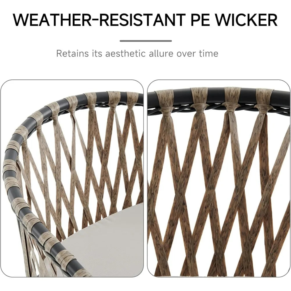 4 outdoor rattan wicker chair with armrest and cushions