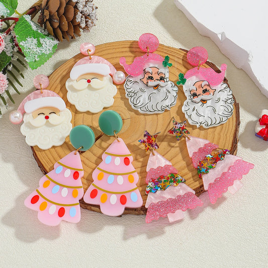 Acrylic Santa Drop Earrings