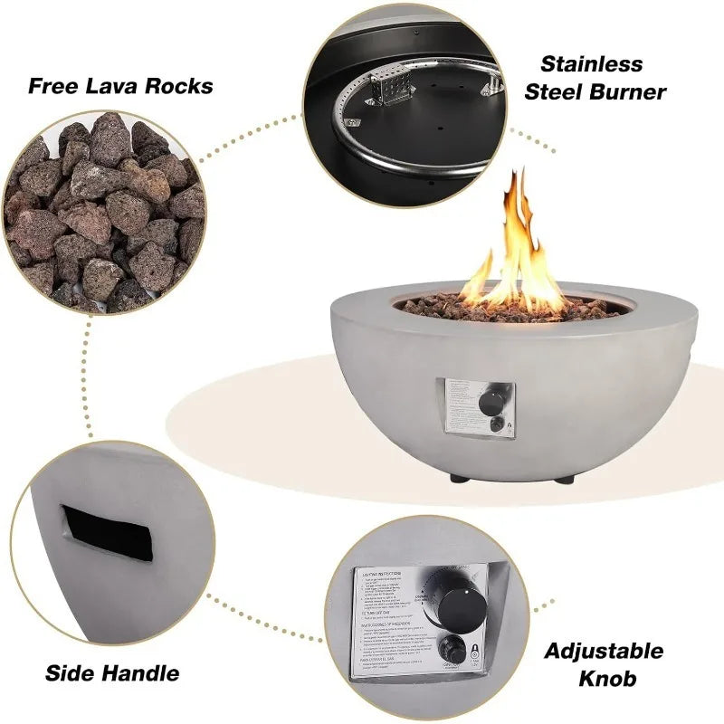 Propane Fire Pit Table with Tank Cover Wind Guard, 3 Pieces Morden Gas Fire Pits for Outside Patio w/Squ