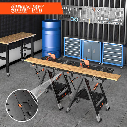 Folding Workbench,2-in-1 Waterproof Portable Folding Work Table,31" W x 25" D x 32" H