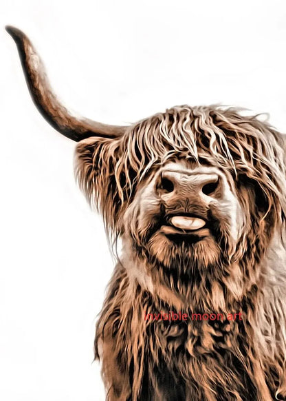 Scottish Highland Cow & Calf Canvas Art Print