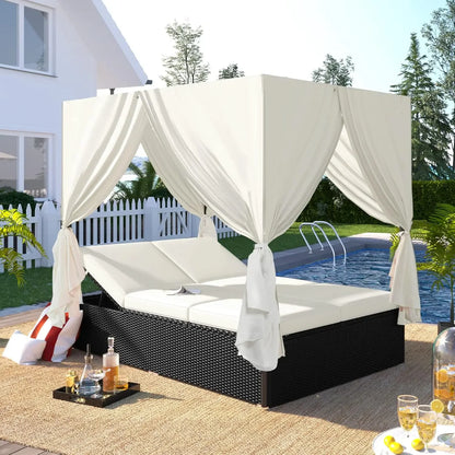 Patio Furniture Set Daybed with Adjustable Seats, 4-Sided
