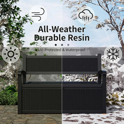 80 Gallon Outdoor Storage Bench Deck Box Waterproof Lockable
