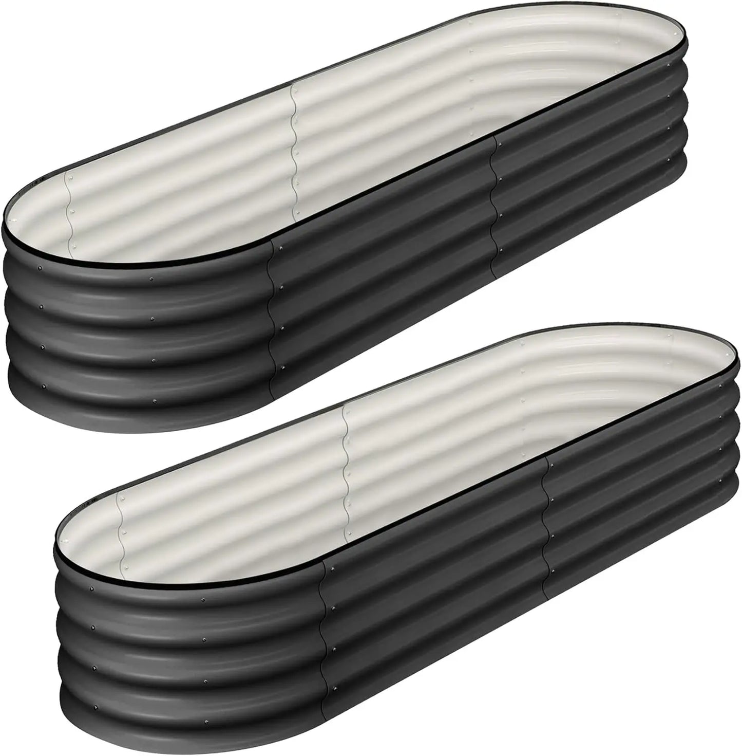 2 Pcs 4.5x2x1ft Oval Raised Garden Bed, Galvanized Raised Beds
