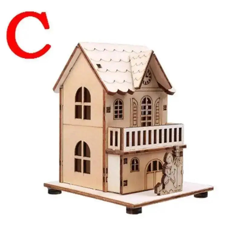 Christmas LED Light Wooden House Luminous Cabin