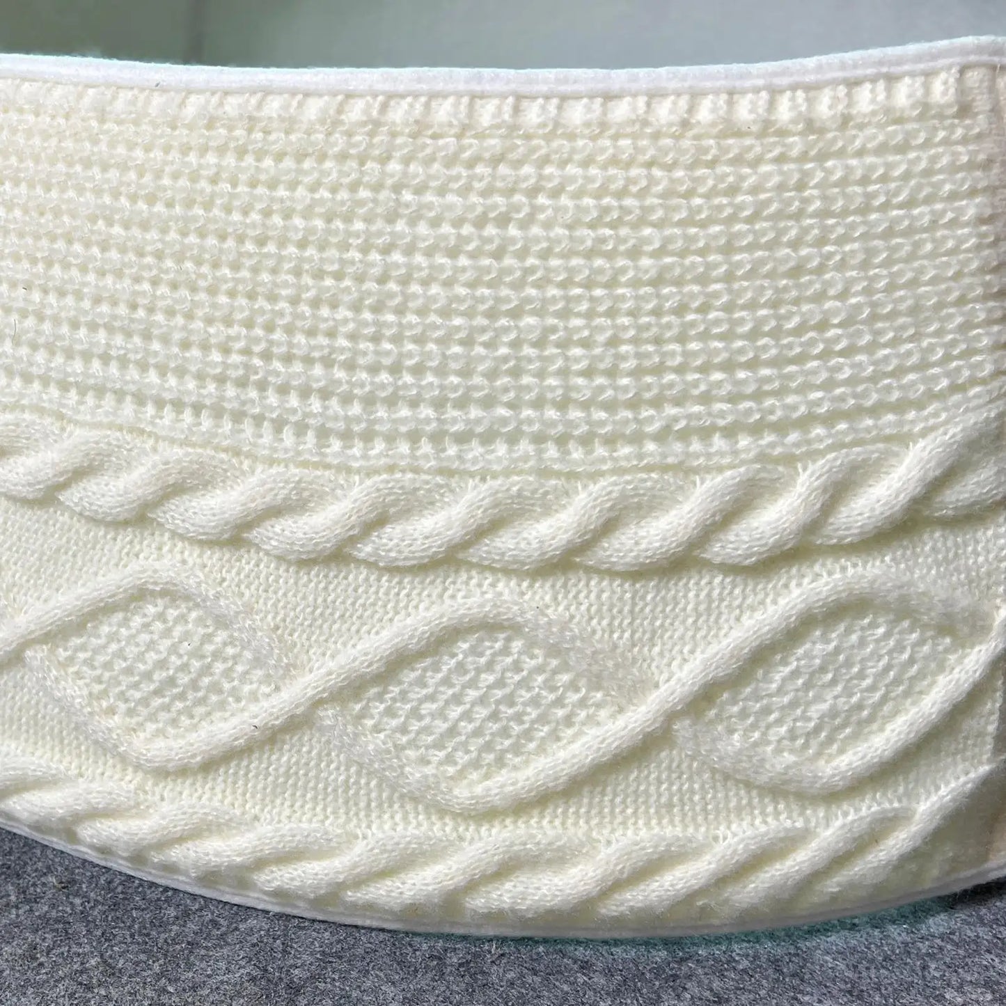 Knitted Christmas Tree Collar Cream White Rustic Farmhouse