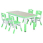Kids Table and 4 Chairs Set, Height Adjustable
