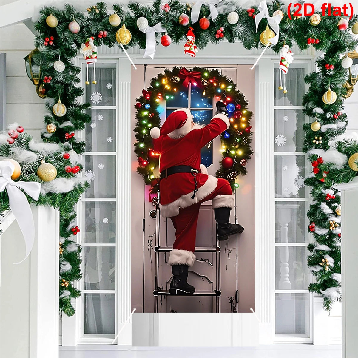Christmas Hanging Flag Santa Claus Door Banner