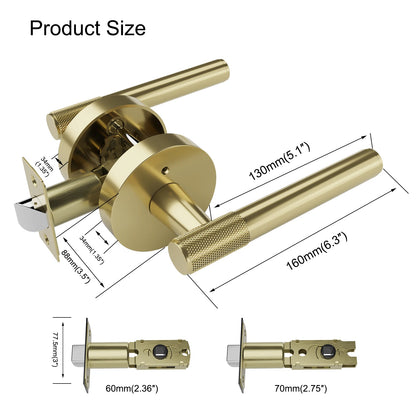 Privacy Door Handle Front Knurled Handle Lever Round Base