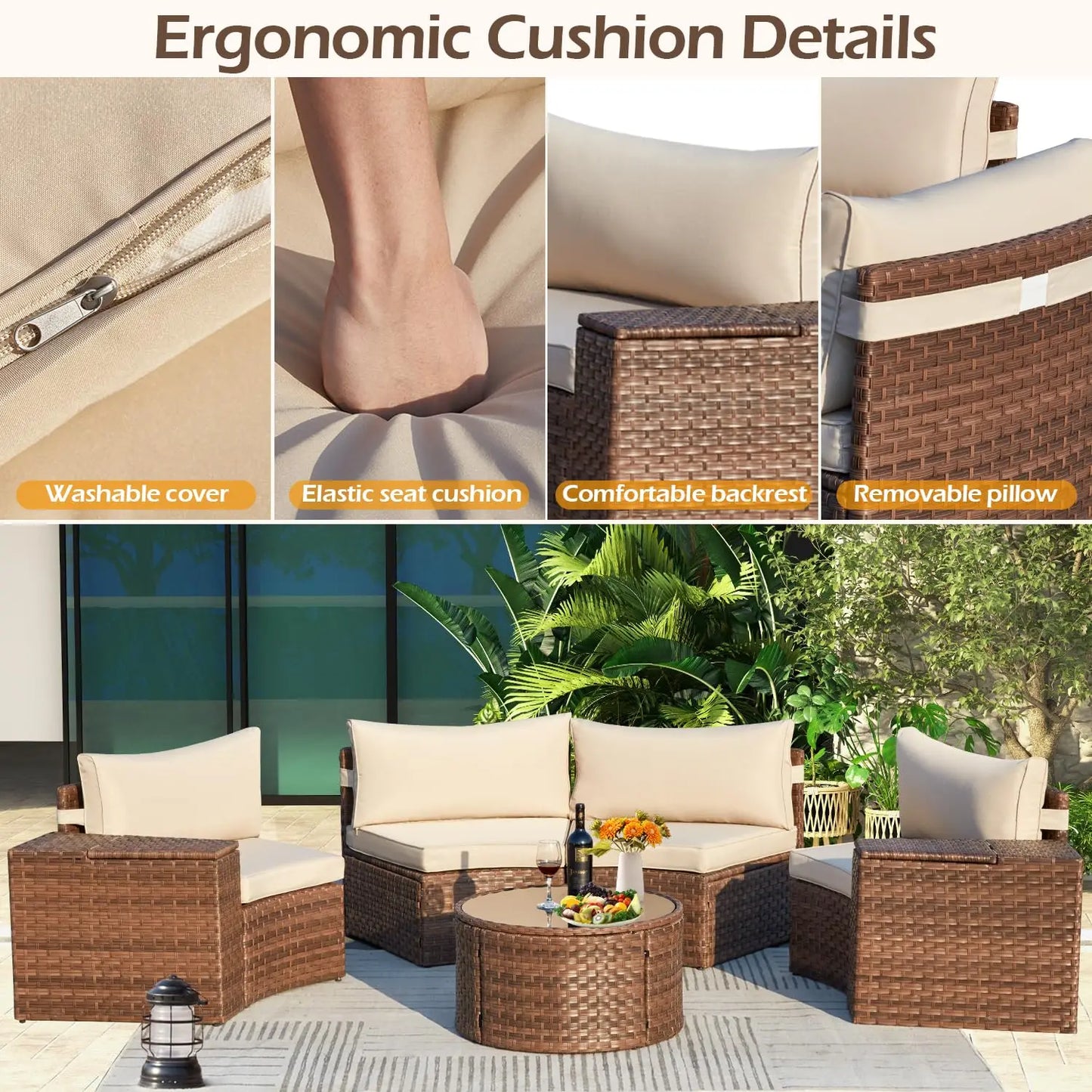 Outdoor Patio Furniture Set, 7-Piece