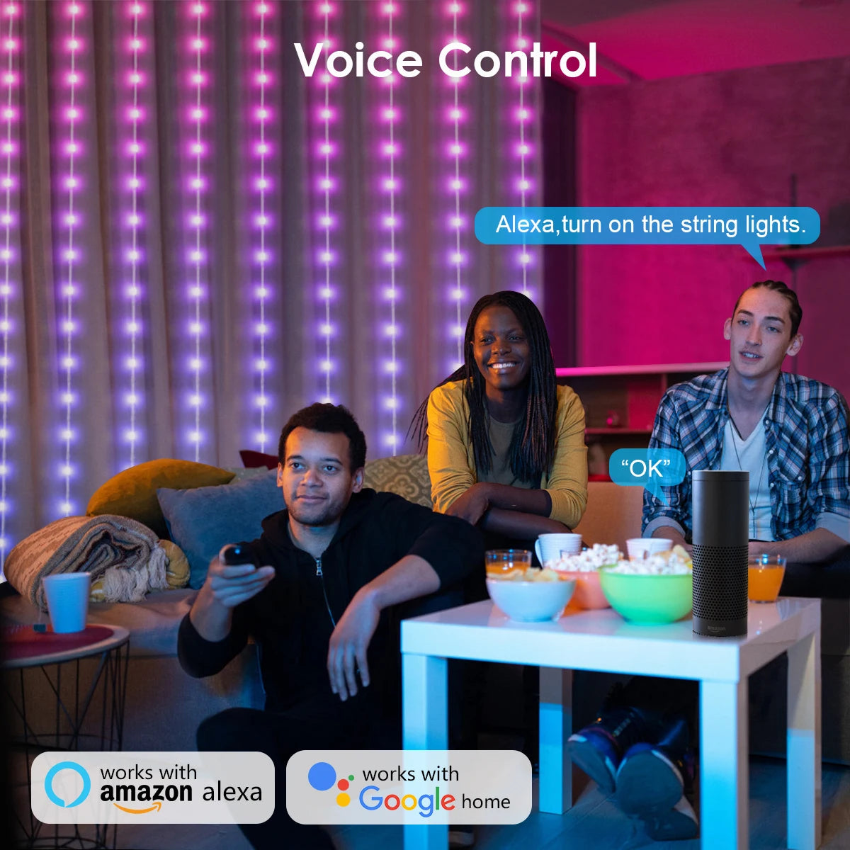 Tuya Smart WIFI/Bluetooth Colorful Curtain LED String Light