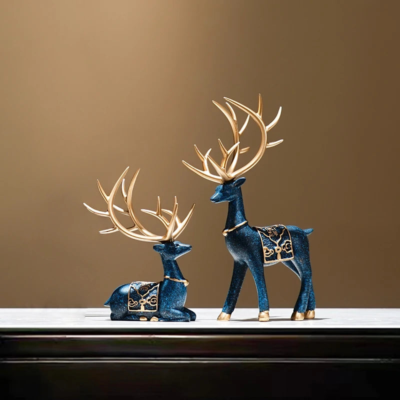 2Pcs/Set Resin Deer Figurine Elk Statue