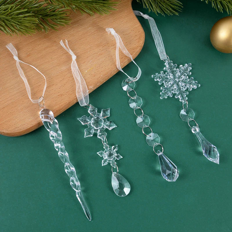 5/10Pcs Acrylic Snowflake Simulation Ice Pendants
