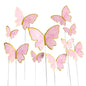 10/50pcs Butterfly Cake Toppers, Elegant Purple & Pink Paper Decorations