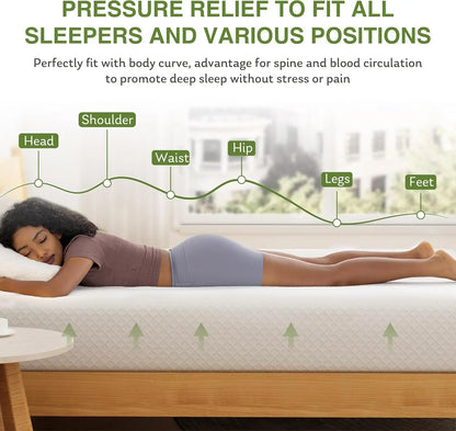 6 Inch Twin Mattress for Kids, Memory Foam with Cooling Green Tea Gel