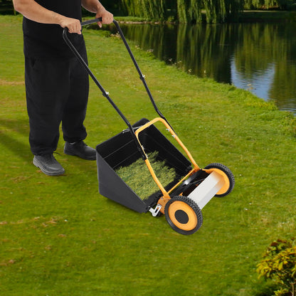 14 Inch Hand Push Lawn Mower Adjustable Height 2-in-1