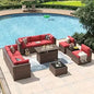 8 Piece Patio Furniture Set with 44” Fire Pit Table