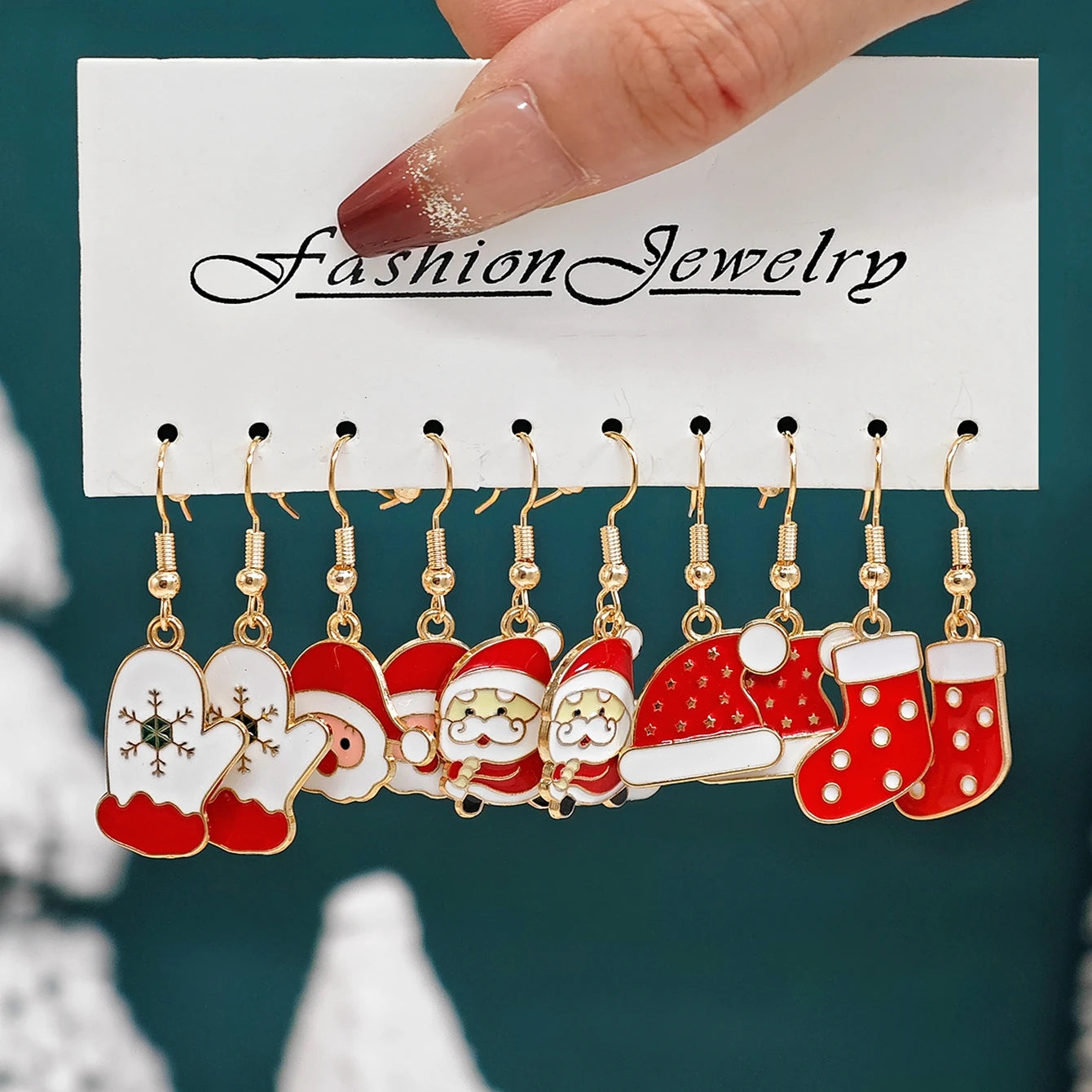 Santa Claus, Reindeer, Christmas Tree and Moon Earrings