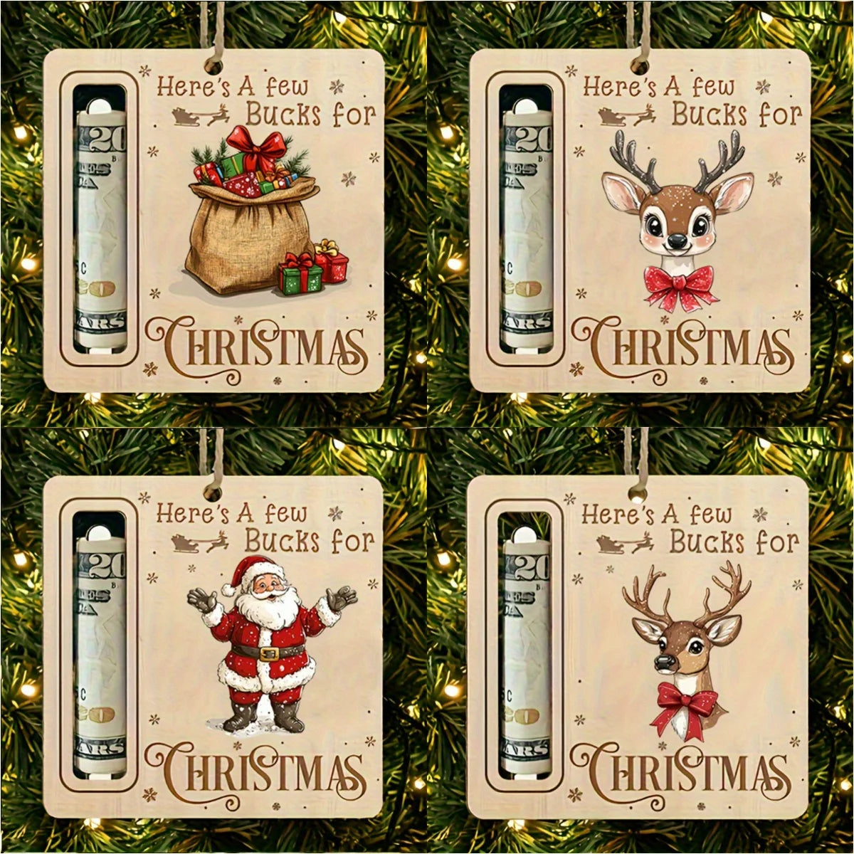 4pcs Christmas Gift Money Holder Ornament
