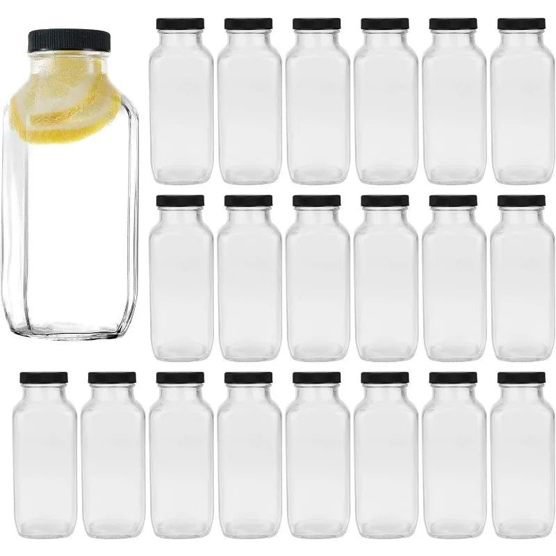 Vintage Glass Drinking Bottles 16oz, 500ml With Lids 20Pack