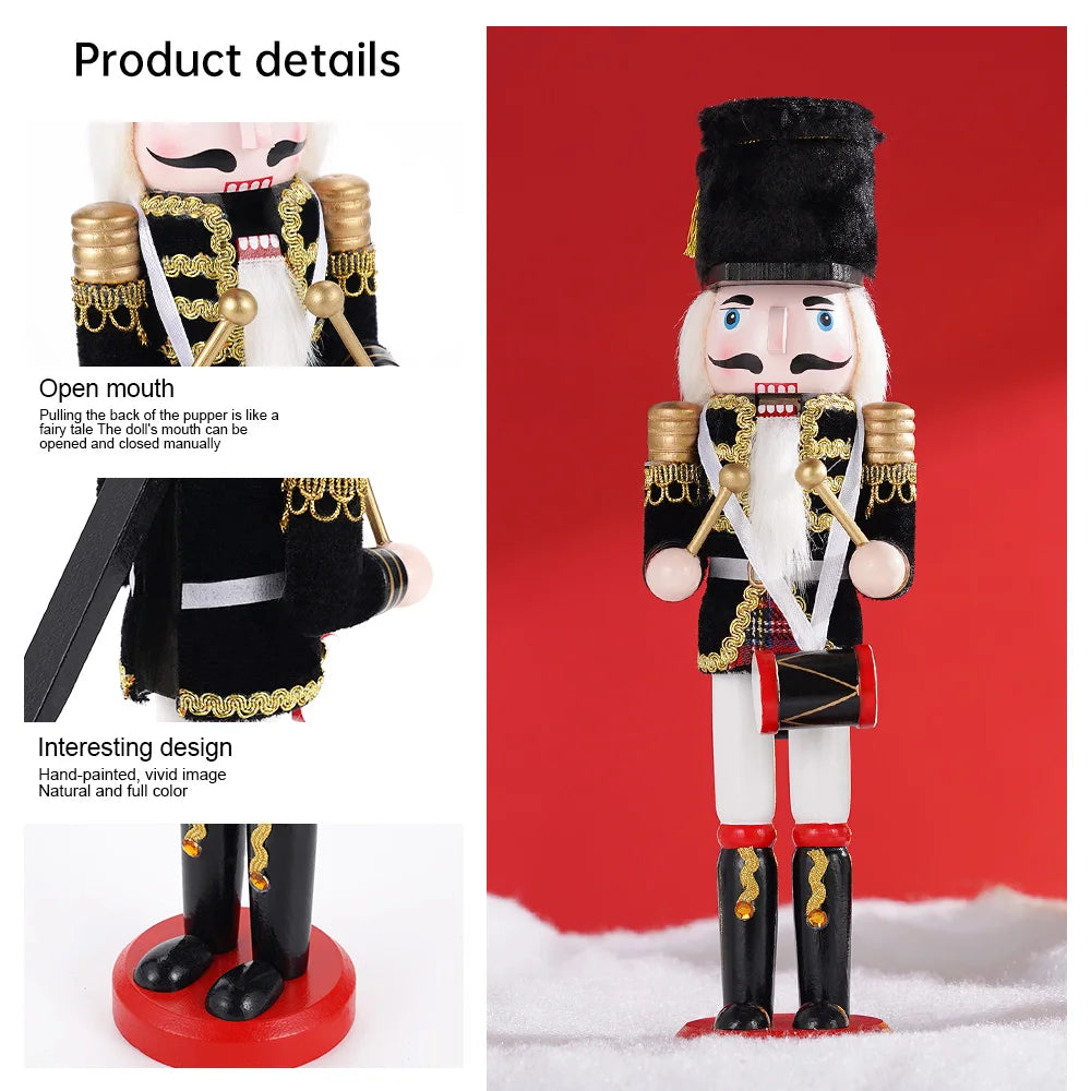 30cm Wooden Nutcracker Soldier Statues