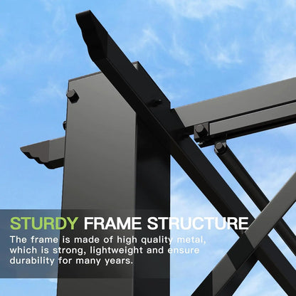 10'x10' Outdoor Pergola, Upgraded Canopy with Adjustable Roof