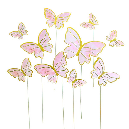 10/50pcs Butterfly Cake Toppers, Elegant Purple & Pink Paper Decorations