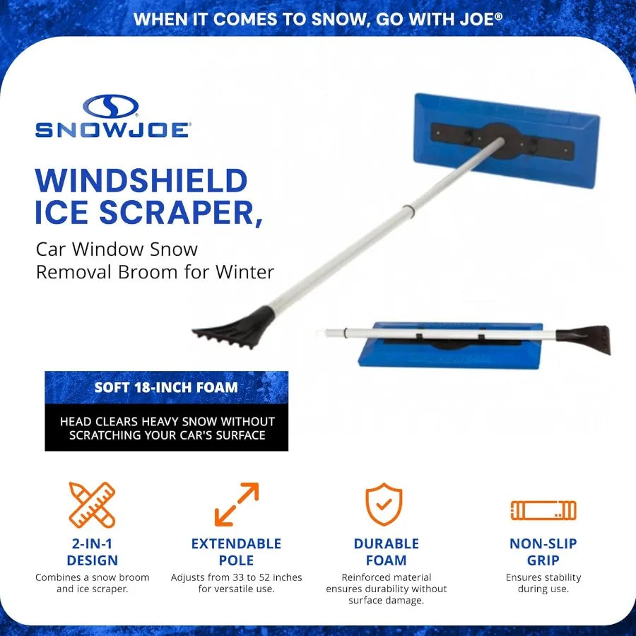 18 Telescoping Snow Broom Ice Scraper for Car Windows
