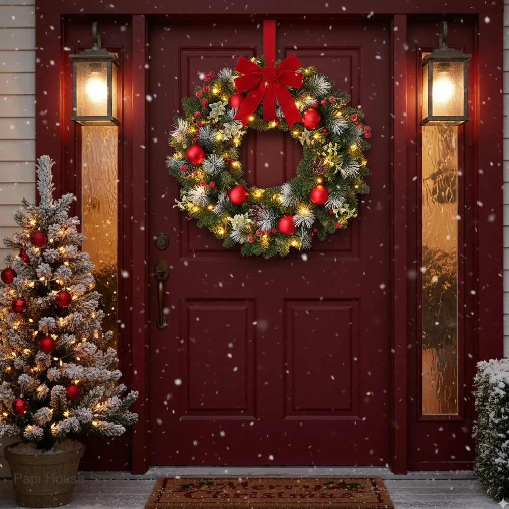 Artificial Led Christmas Wreath for Front Door/Wall