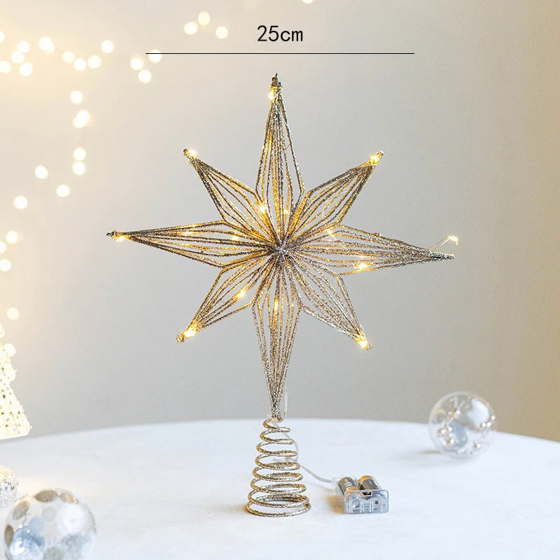 Christmas Tree Toppers Star With LED String Lights