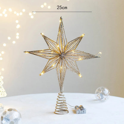 Christmas Tree Toppers Star With LED String Lights