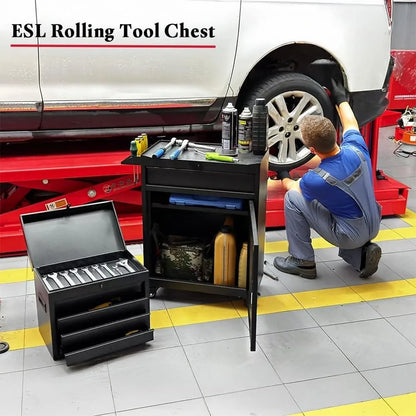 Rolling Tool Chest, 5 Drawers with Big Cabinet